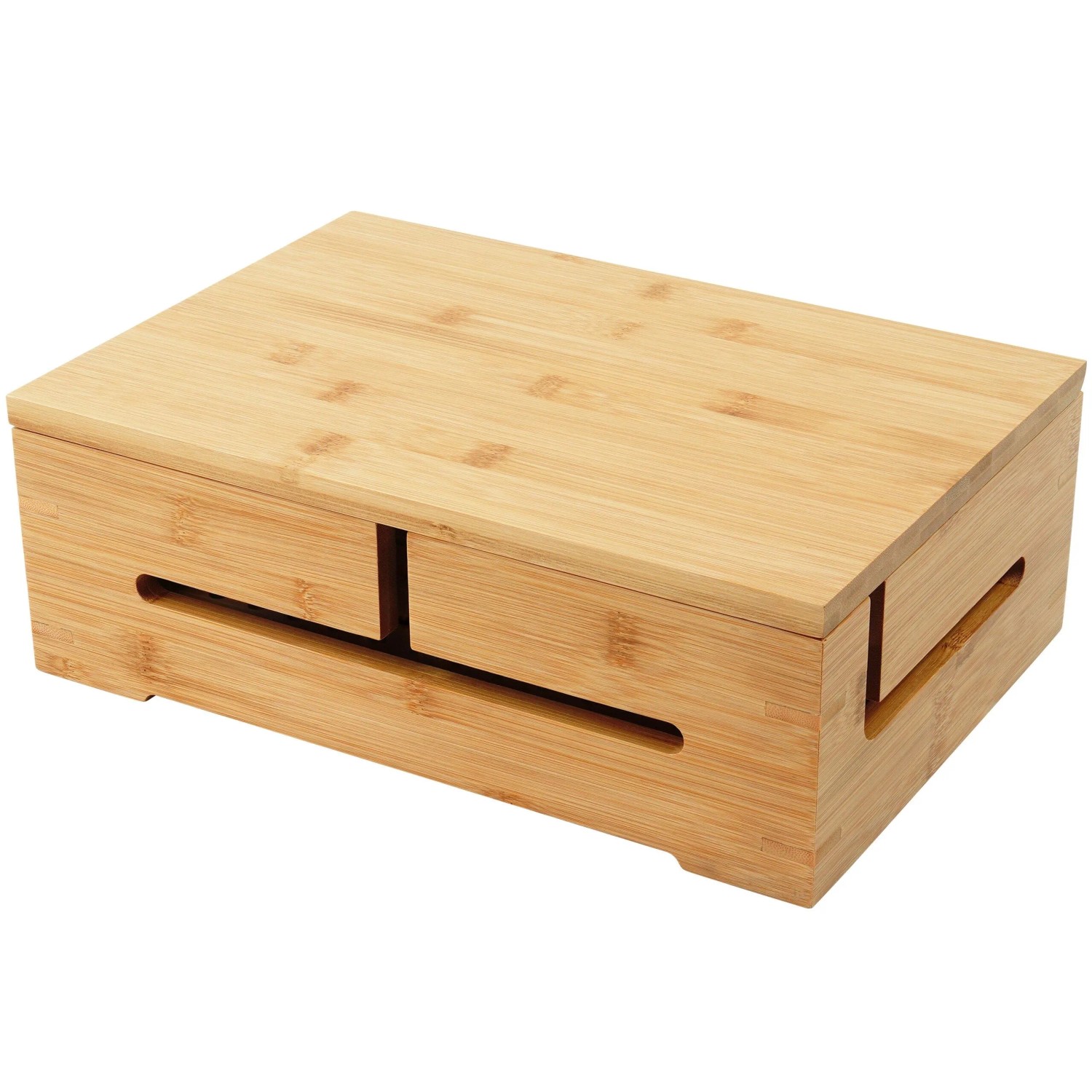 Relaxdays Kabelbox Bambus Natur Magnetdeckel 11 x 32 x 22 cm 1,5 kg