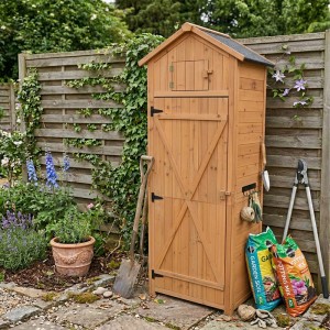 Relaxdays Gartenschrank Holz Orange Wetterfest 180,5 cm x 75 cm x 50 cm