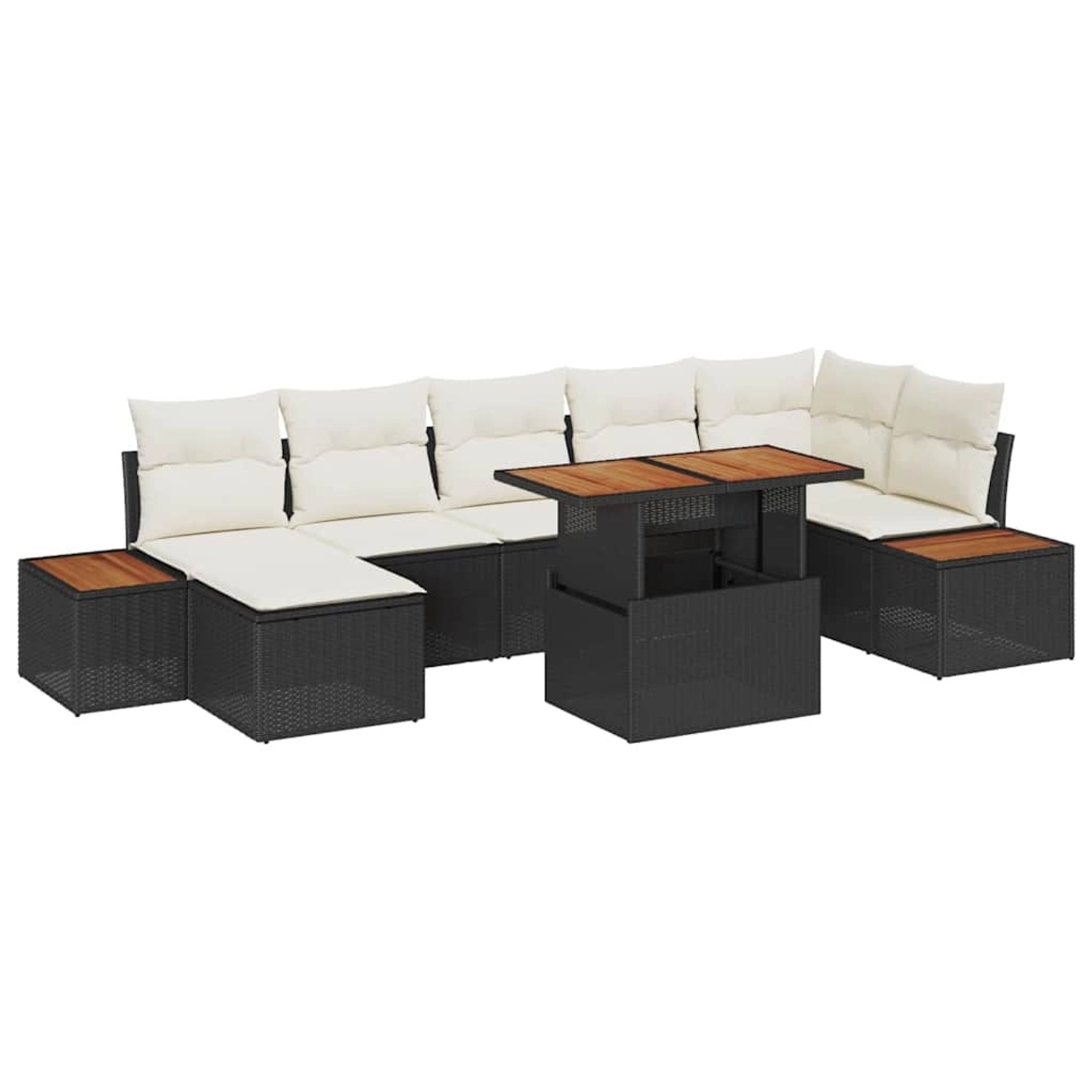 vidaXL Garten-Sofa-Set mit Speicher 8-Tlg Schwarz Poly Rattan 3358826 günstig online kaufen
