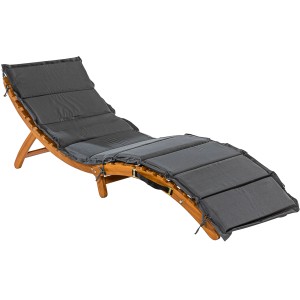 Merxx Sonnenliege Honopu aus Akazienholz mit grauem Kissen, klappbar.