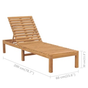 vidaXL Sonnenliege aus Teakholz, verstellbare Rückenlehne, Gartenmöbel.