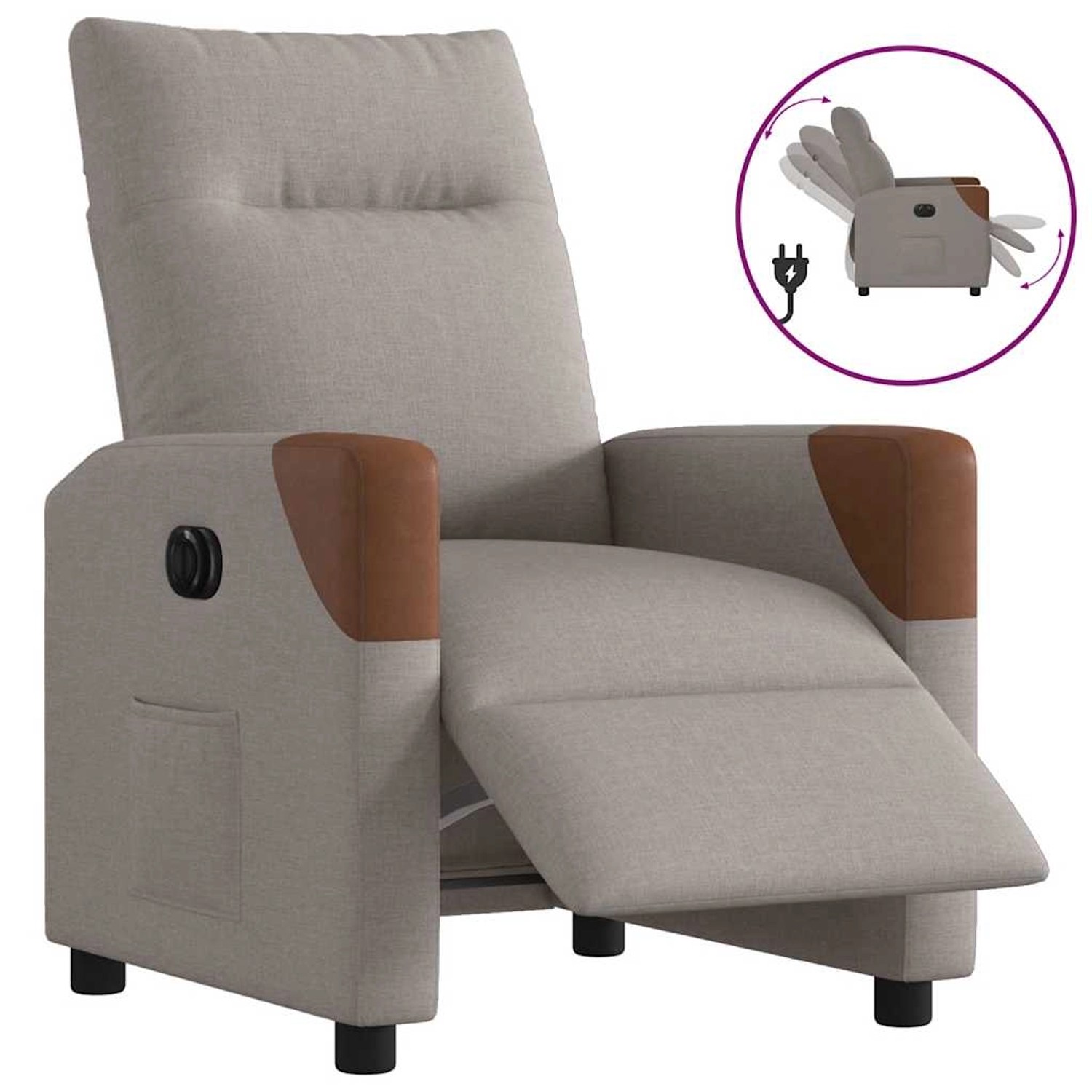 vidaXL Relaxsessel Elektrisch Taupe Stoff 3323995 günstig online kaufen