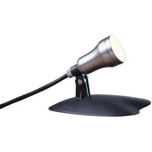 Heissner SMART LIGHT LED-Spot für Teich, Pool und Garten, 4W, Warmweiss, mit Edelstahlgehäuse und schwarzem Standfuß.