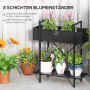 Outsunny Pflanzenständer aus Metall, schwarz, zweistufig für Blumen und Pflanzen.