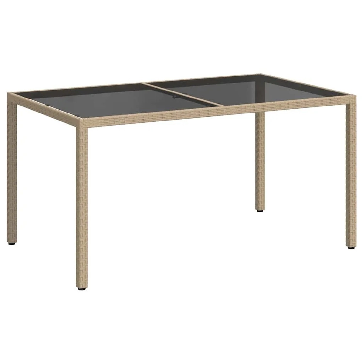 Furnicato Gartentisch 150x90x75 Cm Gehärtetes Glas Poly Rattan Beige