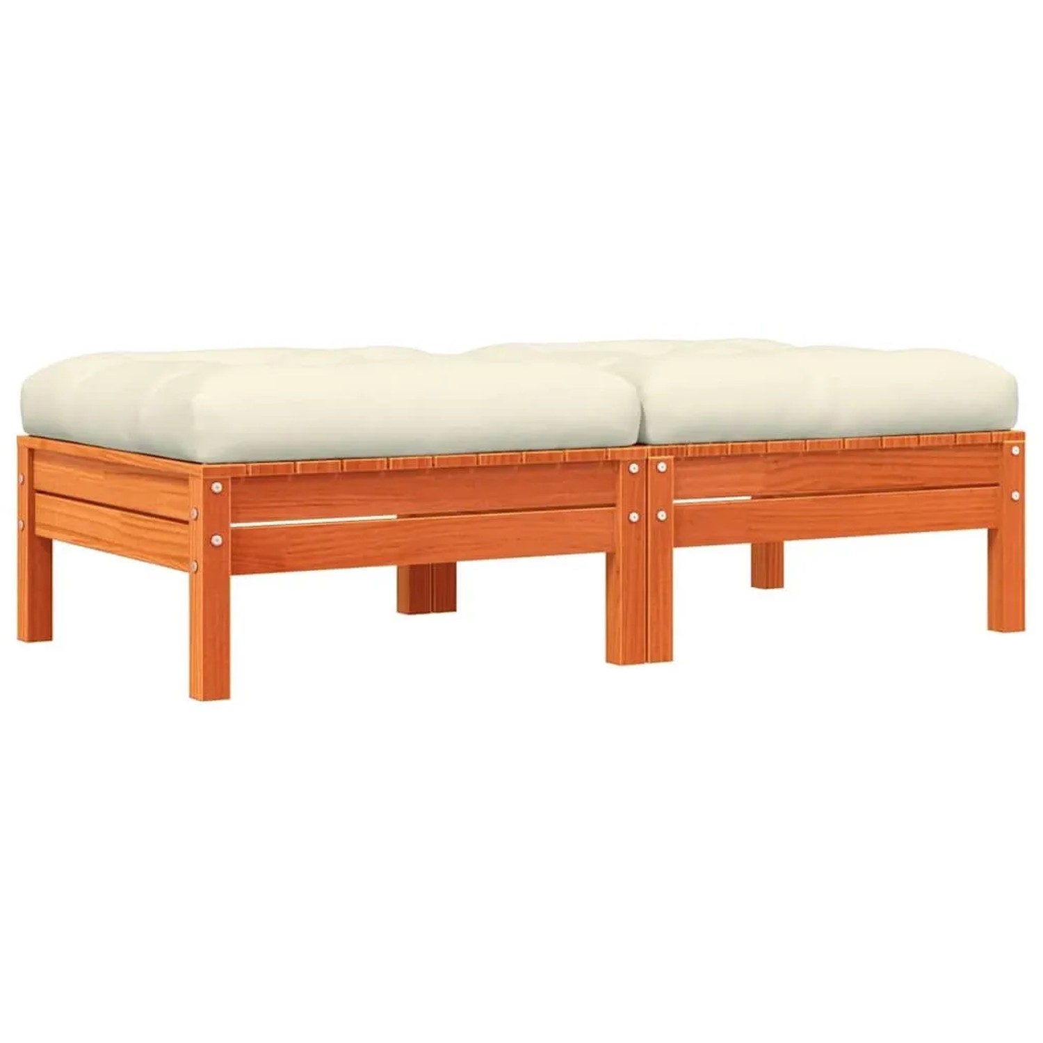 vidaXL Gartenhocker mit Kissen 2 Stk Wachsbraun Massivholz Kiefer 838170