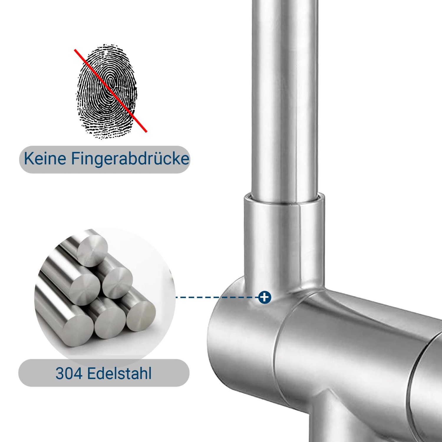AICA Wasserhahn Faltbare 360° Drehbare Silber Küchenarmatur 304 Edelstahl Hochdruckfest Mischbatterie Spültischarmatur_6