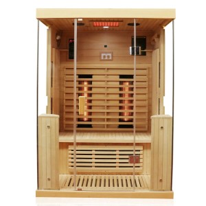 Dewello Infrarotkabine Kingston für 2 Personen aus Hemlock Tannenholz mit Glasfront.