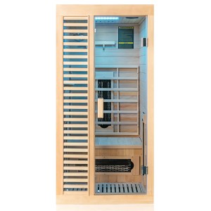 Dewello Infrarotkabine Hamlin aus Hemlock, 90x90cm, für 1 Person mit Keramik- & Karbonstrahler.