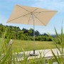 Rechteckiger, naturfarbener Schneider Marktschirm 300x200 cm mit Knickfunktion für Garten oder Terrasse.