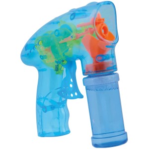 Blaue Happy People Seifenblasenpistole mit Seifenblasenflüssigkeit für Spiel & Spaß.