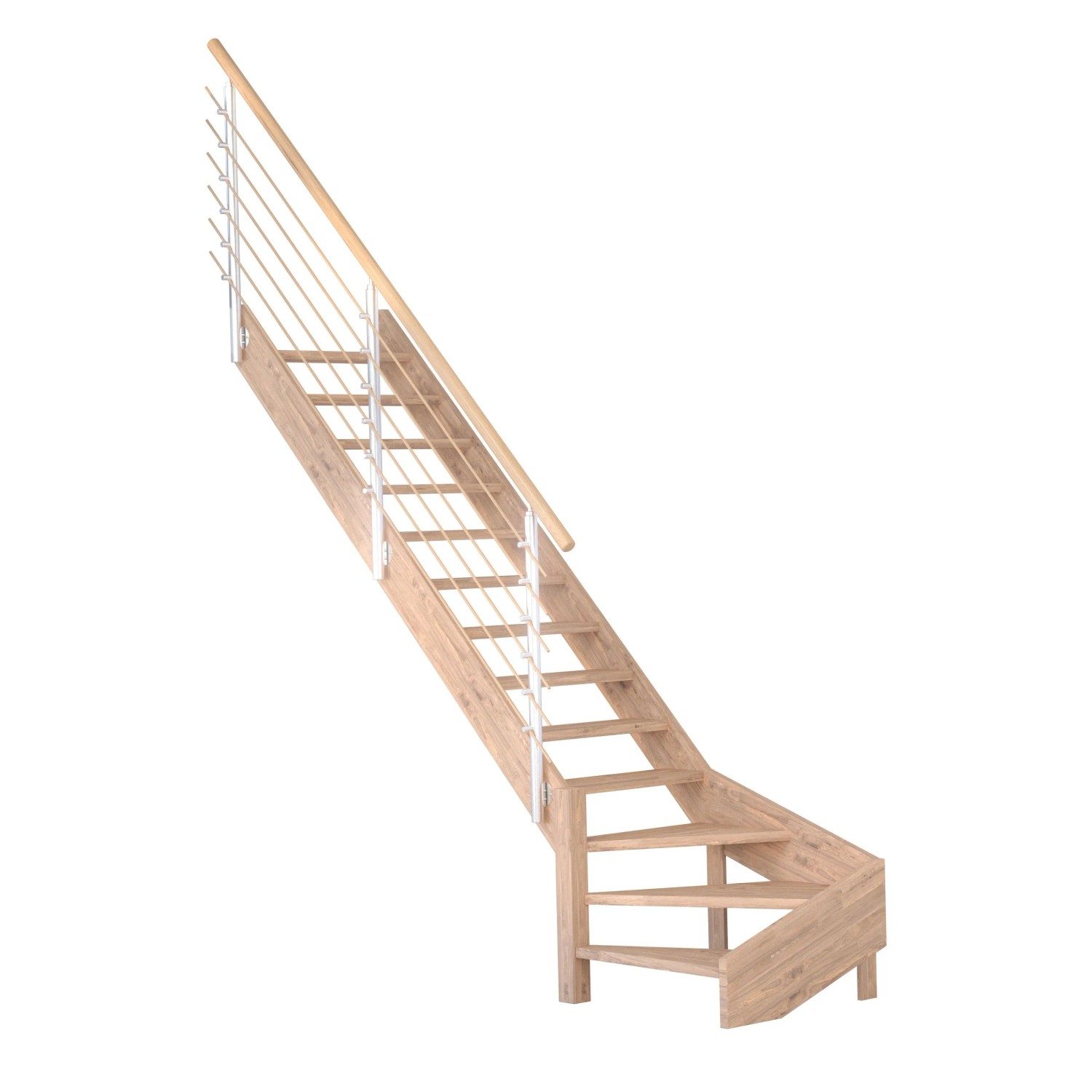 Treppe Mykonos Pro Eiche Gew. L 80 cm Design-Geländer-Holzstäbe FSC® günstig online kaufen