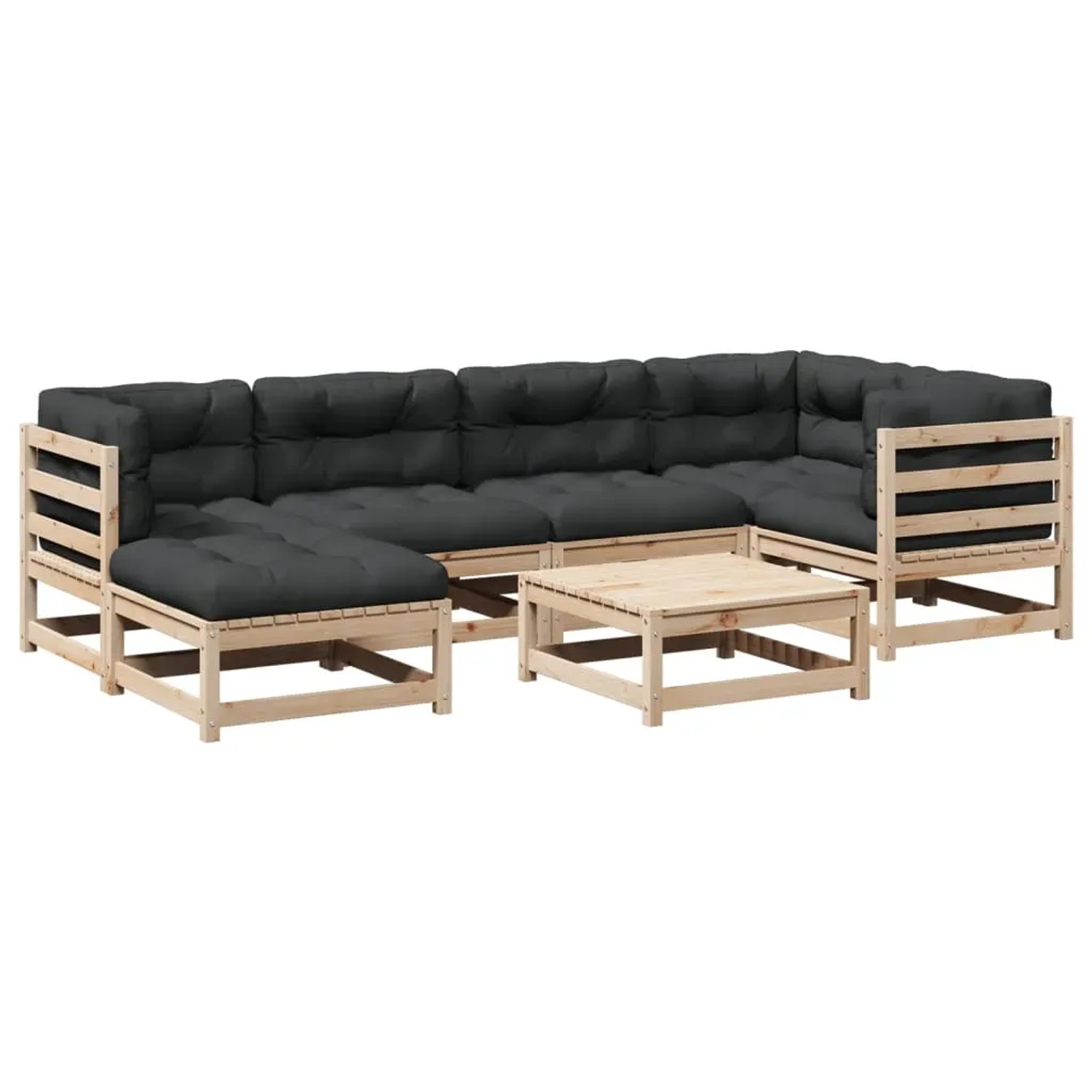 vidaXL 7-Tlg Garten-Sofagarnitur mit Kissen Massivholz Kiefer 3299534 günstig online kaufen