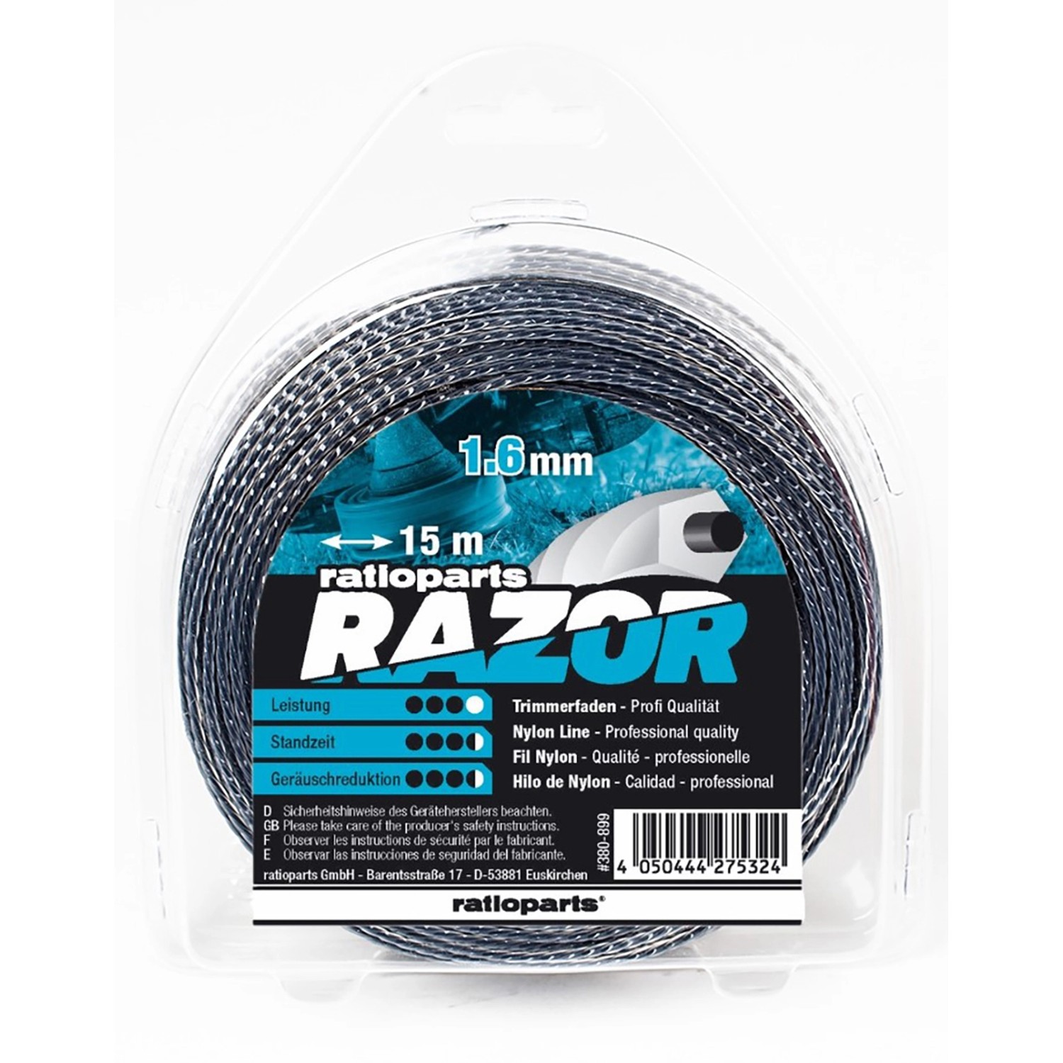Ratioparts-Ersatzteile Razor Nylonfaden 5-Kant Ø 1,6 mm x 15 m