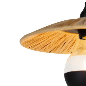 Ländliche Hängelampe Leia, 3-flammig, schwarz mit Seil. Dekorative Lampe für Esszimmer und Wohnraum.