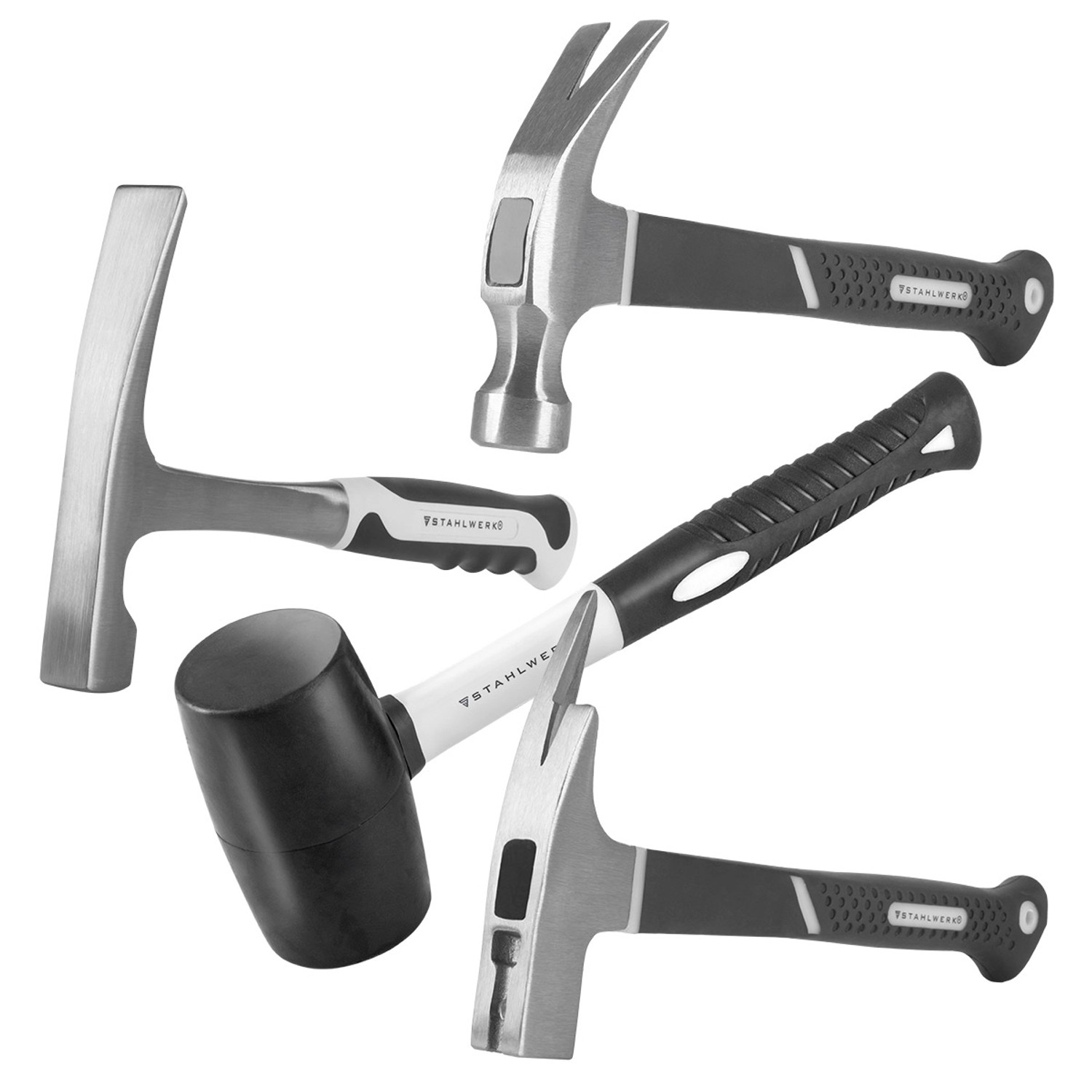 STAHLWERK Hammer 4er Set Klauenhammer Maurerhammer Latthammer Und Gummihamm günstig online kaufen