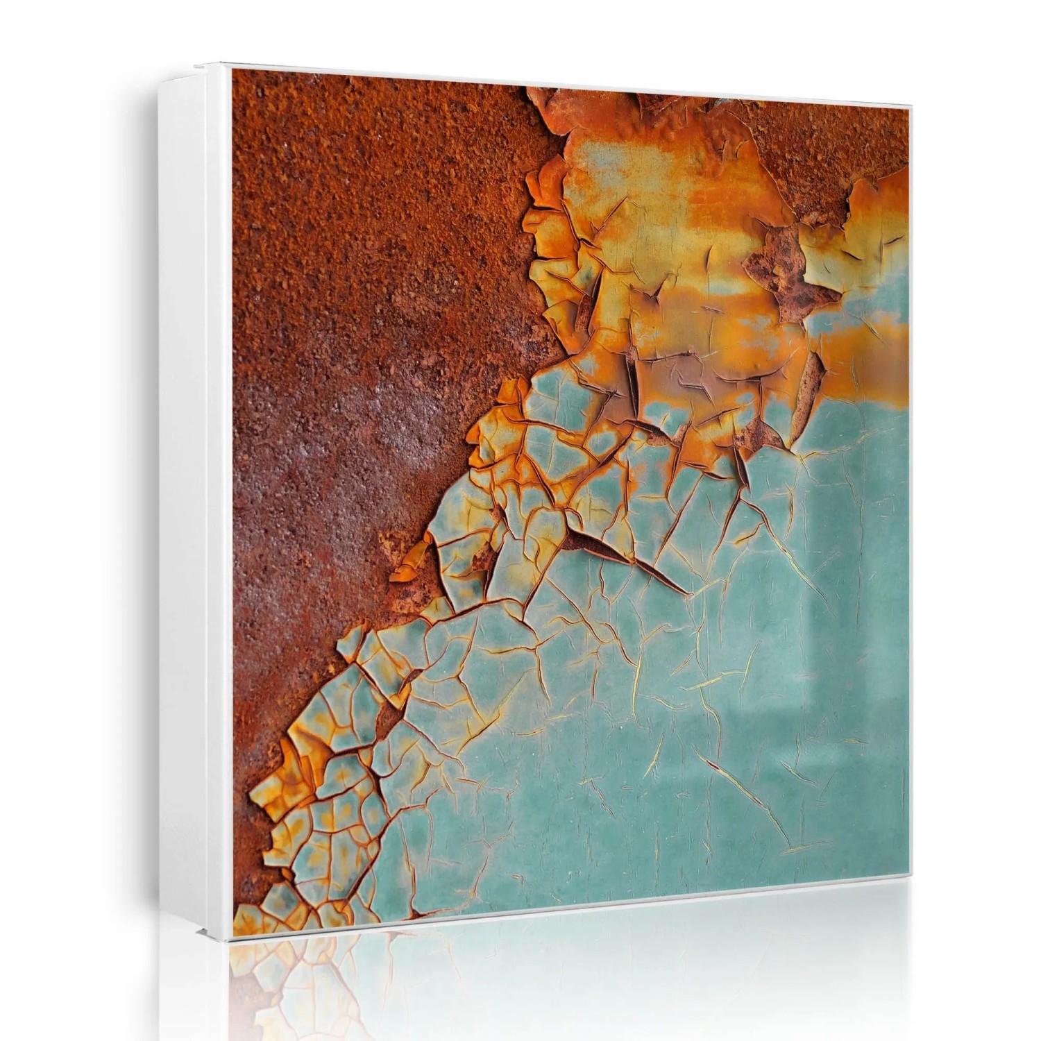 Banjado Großer Schlüsselkasten Metall 30x30cm Weiß Scharnier Links 50 Haken Beschreibbar Magnetisch Motiv Rost Und Blau