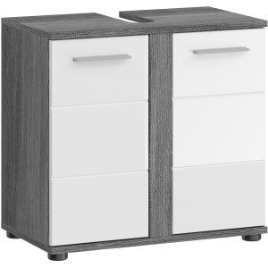Waschbeckenunterschrank Blake, weiß hochglanz, 60 cm breit, mit zwei Türen.
