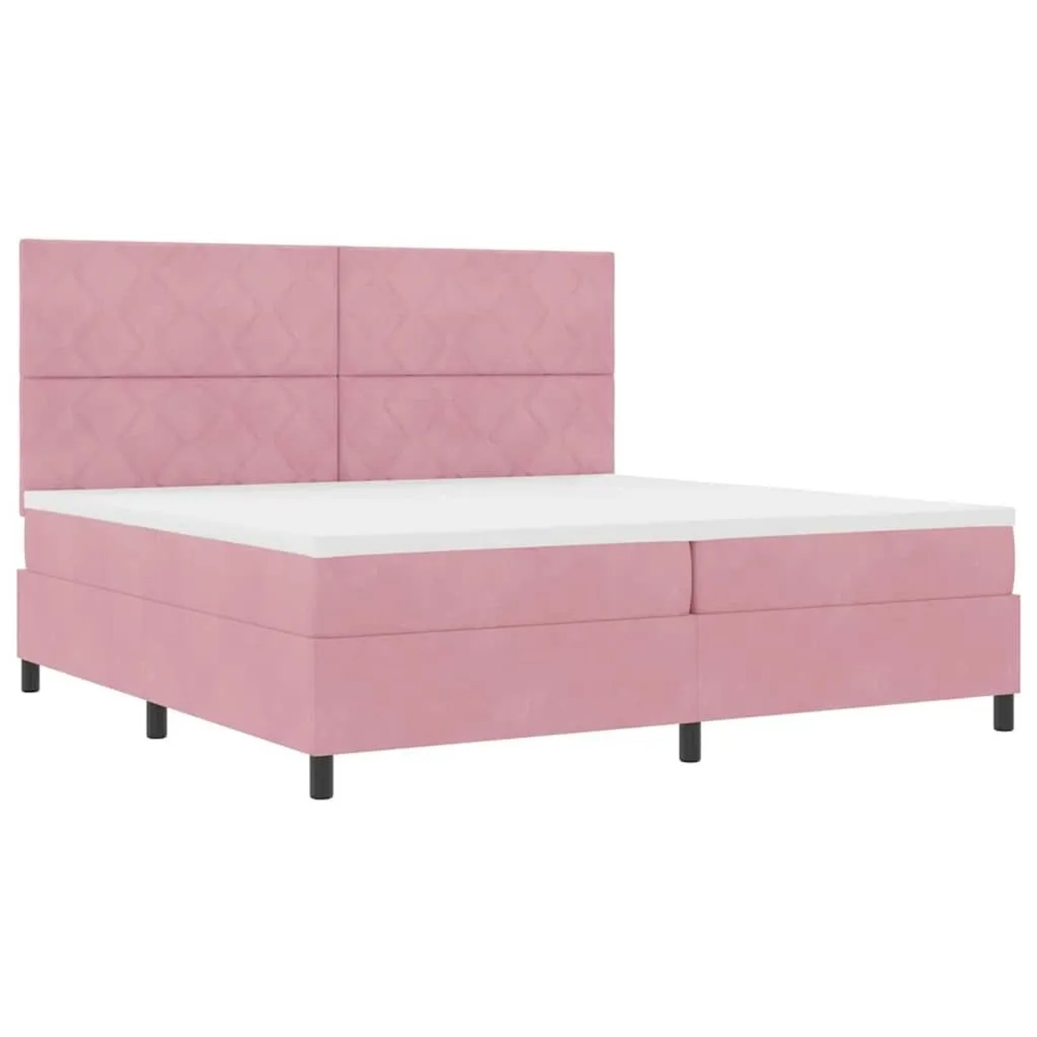 vidaXL LED Boxspringbett mit Matratze Rosa 200 x 200 cm Stoff 3343405