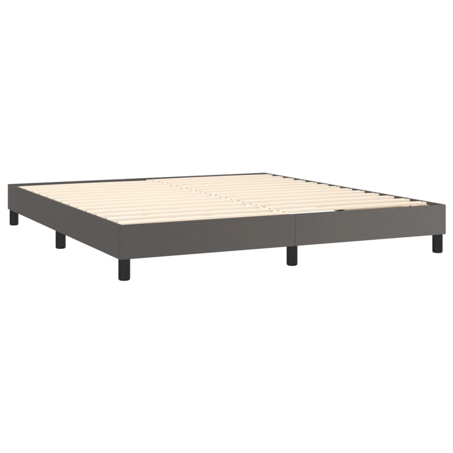 Graues vidaXL Boxspringbett 180x200 cm mit Lattenrost, ohne Matratze.