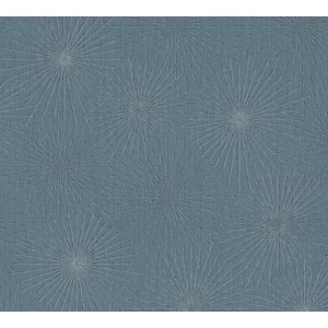 A.S. Création Vliestapete Modern Starburst in Blau und Silber mit Sternmuster.