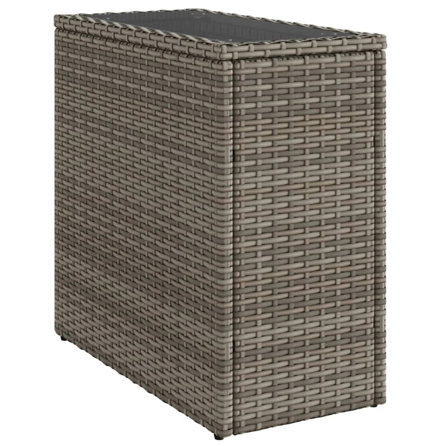 vidaXL Garten-Beistelltisch mit Glasplatte Grau 58x27,5x55 cm Rattan 366133 günstig online kaufen