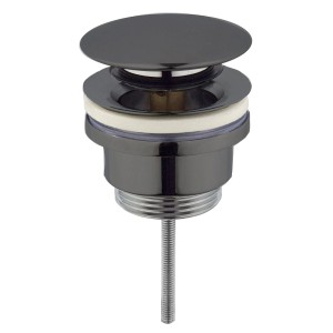 Sturotec Ablaufgarnitur Push-Open, 1 1/4 Zoll, mit Überlauf, schwarz matt.