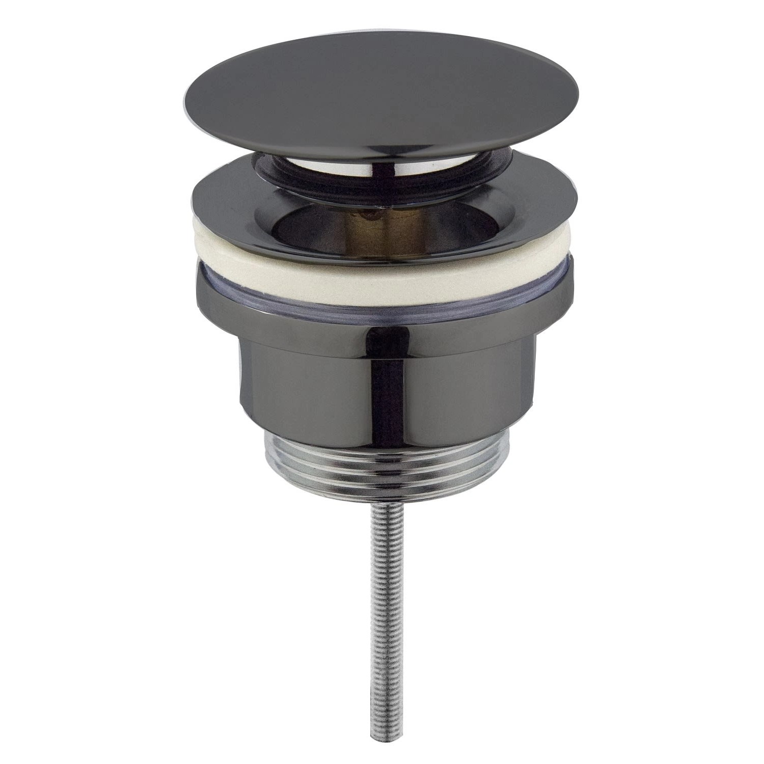 Sturotec Ablaufgarnitur Push-Open, 1 1/4 Zoll, mit Überlauf, schwarz matt.