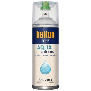 Belton Free AQUAcolours Buntlack RAL 7035 Lichtgrau hochglänzend 400 ml Sprühdose. Wasserbasierter Lack.