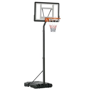 HOMCOM Basketballständer schwarz, höhenverstellbar, mit Stahlgestell, Kunststoff-Backboard und rollbarem Sockel.