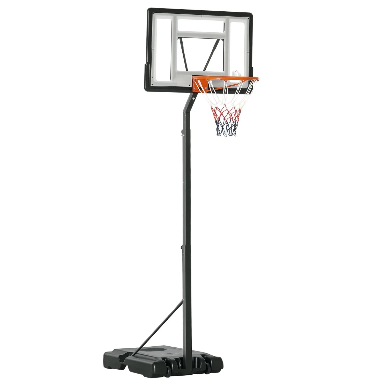 HOMCOM Basketballständer höhenverstellbar Basketballkorb Stahl Kunststoff Schwarz (Set, 1-St., mit Ständer geeignet für den Außen- und Innenbereich), 90B x 60T x 210-260H cm