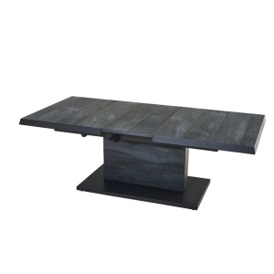 Ausziehbarer Siena Garden Gartentisch Keramik Wood Grey. Dunkelgraue Tischplatte mit Holzoptik, Aluminiumgestell.