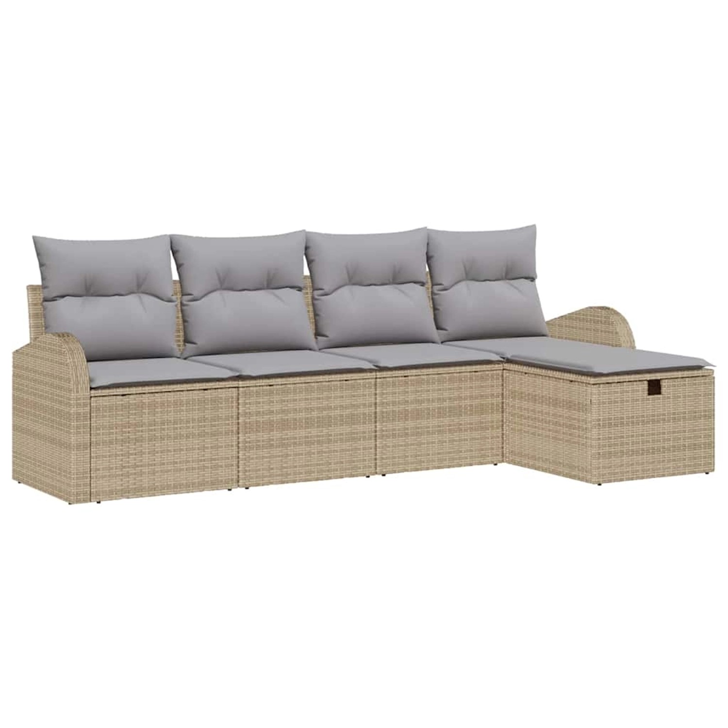 vidaXL Garten-Sofa-Set mit Kissen mit Speicher 5-Tlg Beige Poly Rattan 3360 günstig online kaufen