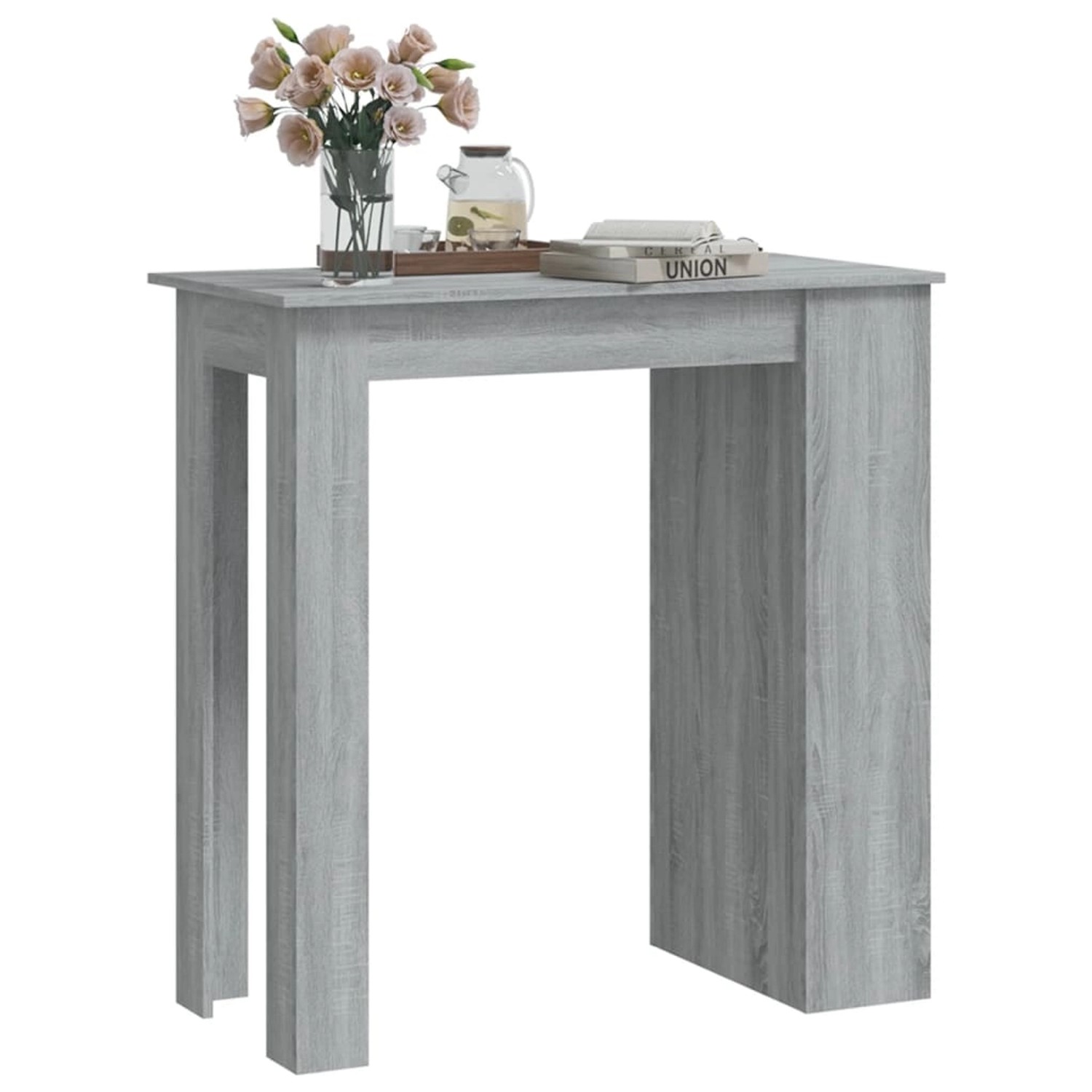 vidaXL Bartisch mit Regal, Grau Sonoma, aus Holzwerkstoff. Ideal für kleine Räume.