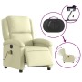 Elektrischer Massagesessel in Creme aus Echtleder mit Relaxfunktion und seitlicher Tasche.