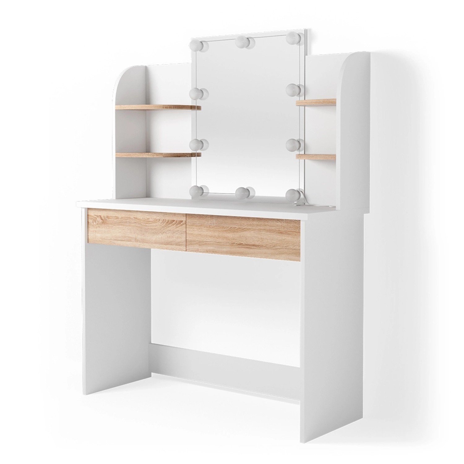 Vicco Schminktisch Charlotte Weiß/Sonoma 108 cm mit LED Beleuchtung günstig online kaufen