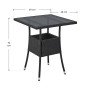 Quadratischer, schwarzer Polyrattan Gartentisch Yoro (60x60 cm) mit Glasplatte.