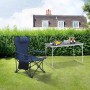Blauer WOLTU Campingstuhl mit Lehne, Kopfstütze, Getränkehalter. Faltbarer Stuhl aus Oxford-Gewebe für Camping & Garten.