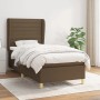 Boxspringbett dunkelbraun (80x200 cm) mit Stoffbezug und Matratze.