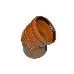 Marley KG-Rohr Bogen 45 Grad DN 125 aus Kunststoff, braun. Für die Entwässerung des Grundstücks.