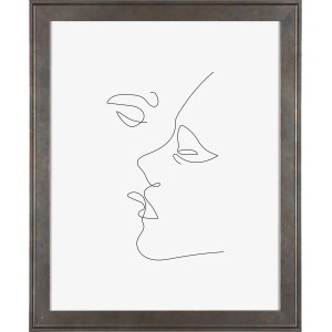 MDF-Bilderrahmen Venezia, silber, 60x80 cm, mit Linienzeichnung eines Paares.