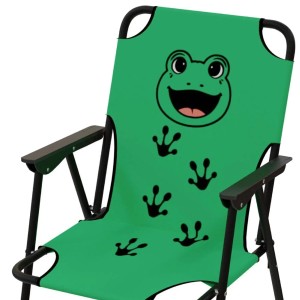 Mojawo Kinder Campingstuhl mit Frosch-Design, ideal für Outdoor-Abenteuer. Klappbarer Gartenstuhl.