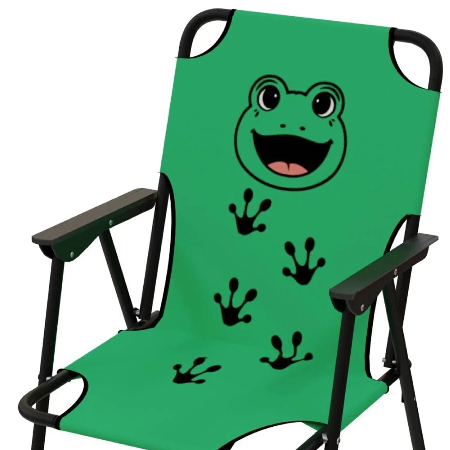 Mojawo Kinder Campingstuhl mit Frosch-Design, ideal für Outdoor-Abenteuer. Klappbarer Gartenstuhl.