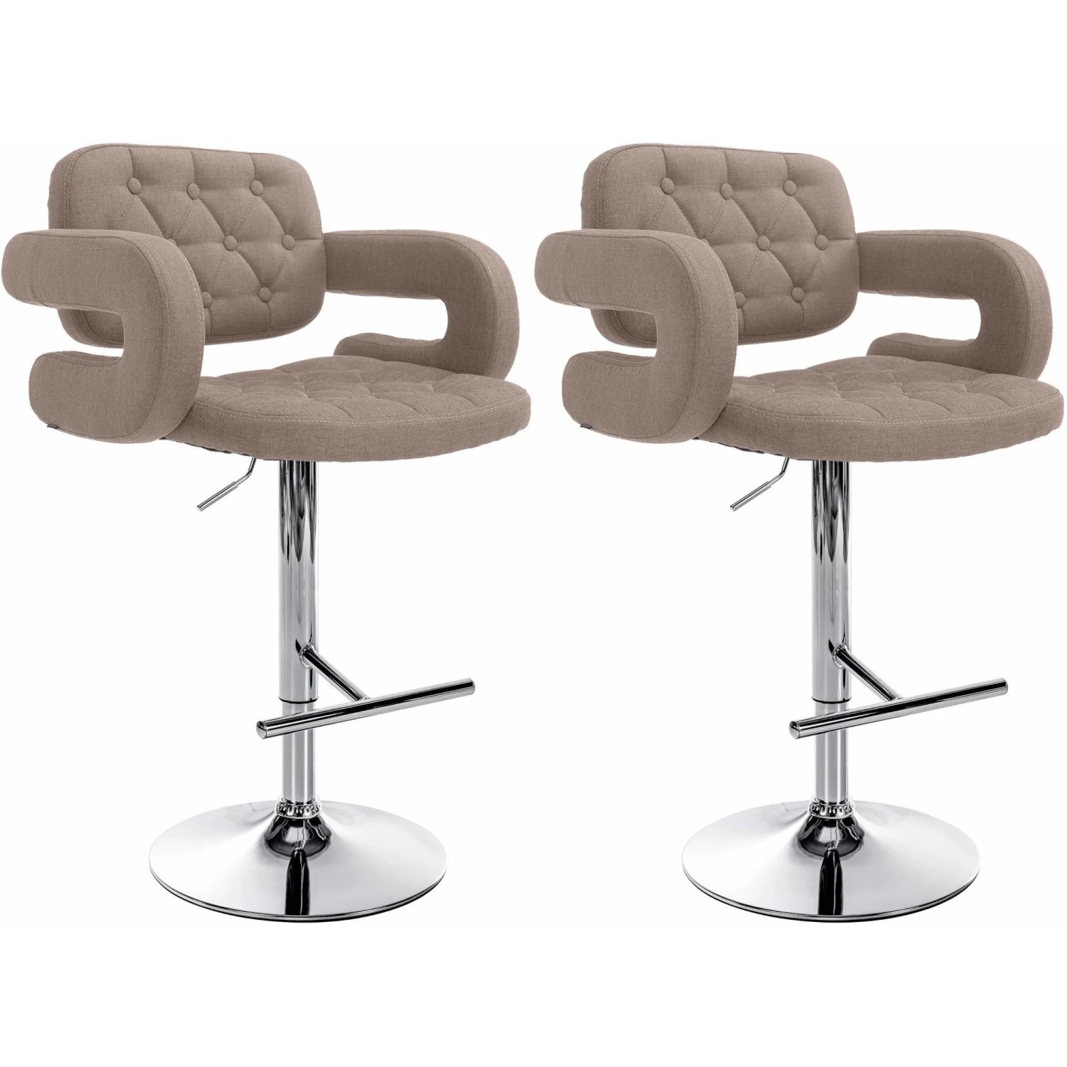 CLP 2er Set Barhocker Dublin Stoff Taupe