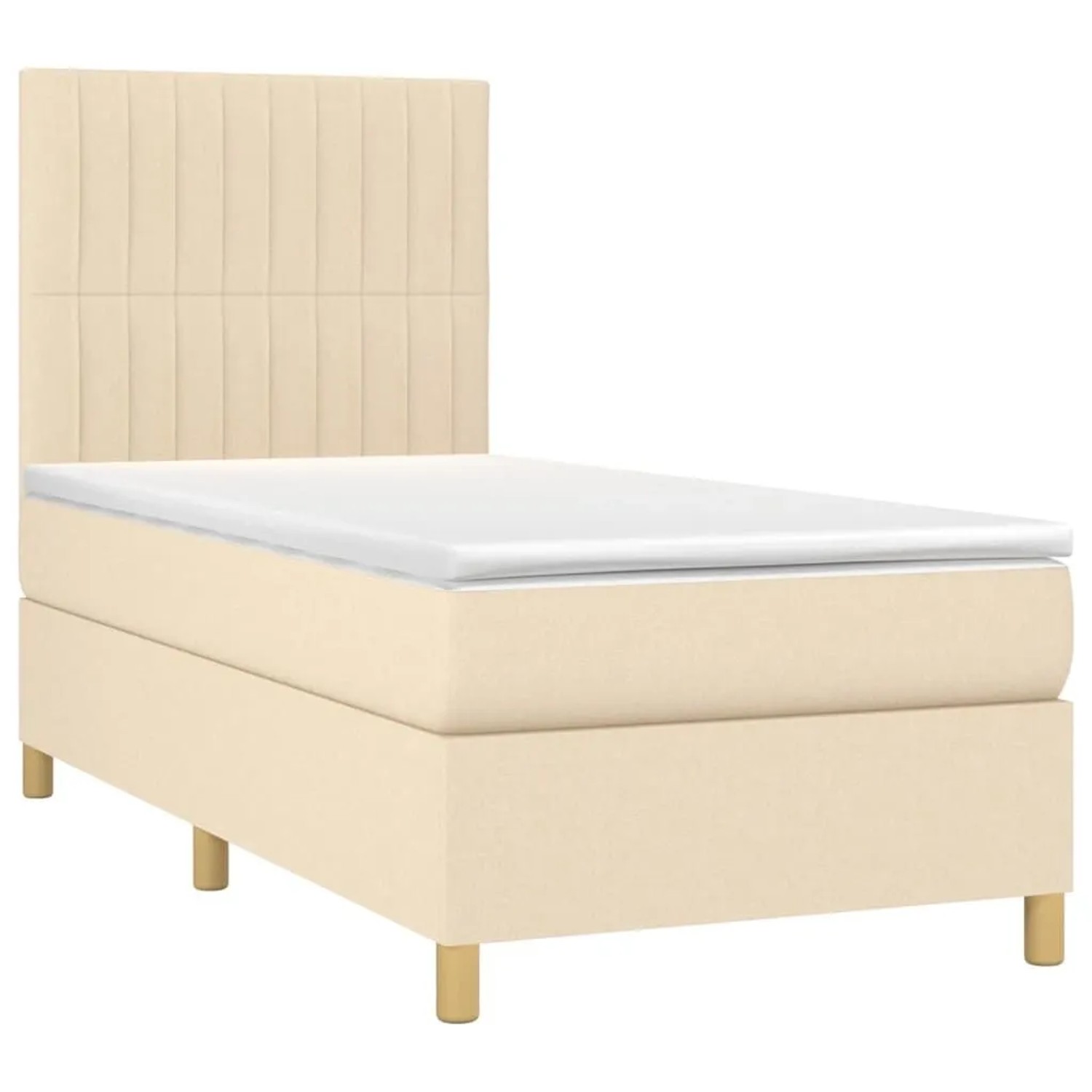 vidaXL Boxspringbett mit Matratze & LED Creme 90x200 cm Stoff 3135570 günstig online kaufen