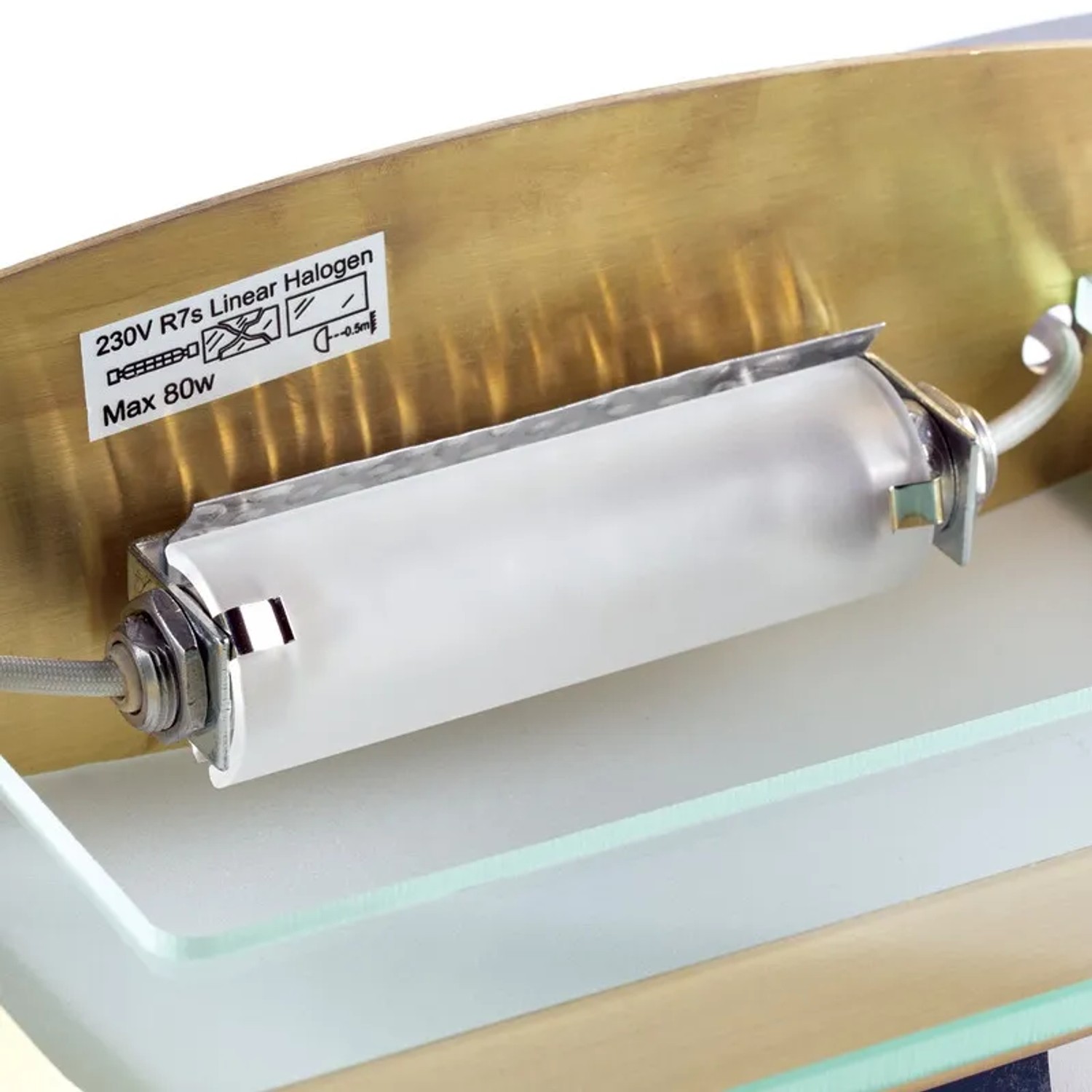 Orion Lightstyle Schutzglas R7s Matt 135mm für Deckenfluter, Detailaufnahme.