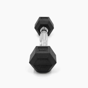 Schwarze Suprfit Hex Gummi-Kurzhantel 1 kg mit gerändeltem Griff. Ideal für Krafttraining und Fitnessgeräte.