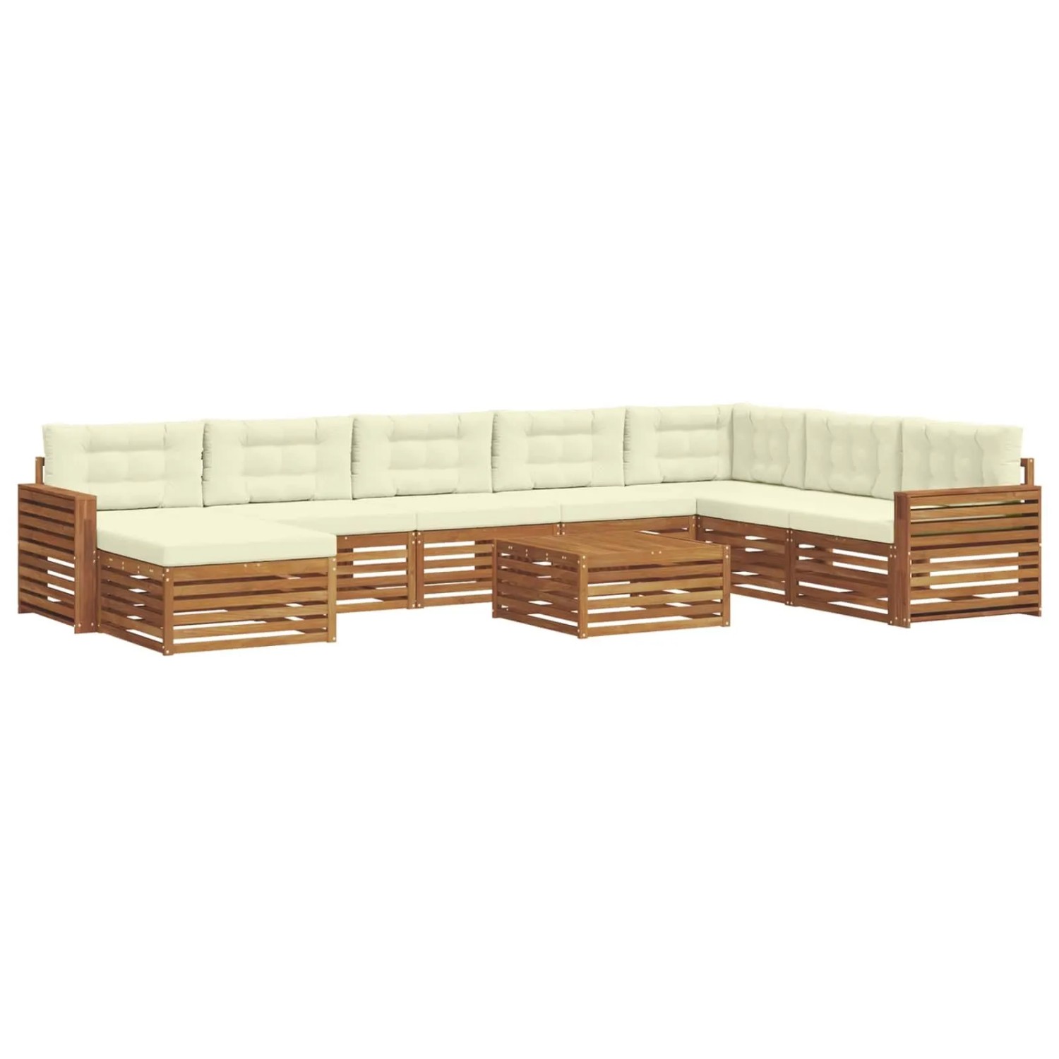 vidaXL Sofagarnituren 9 Tlg Natur und Creme Massivholz Akazie 3373985