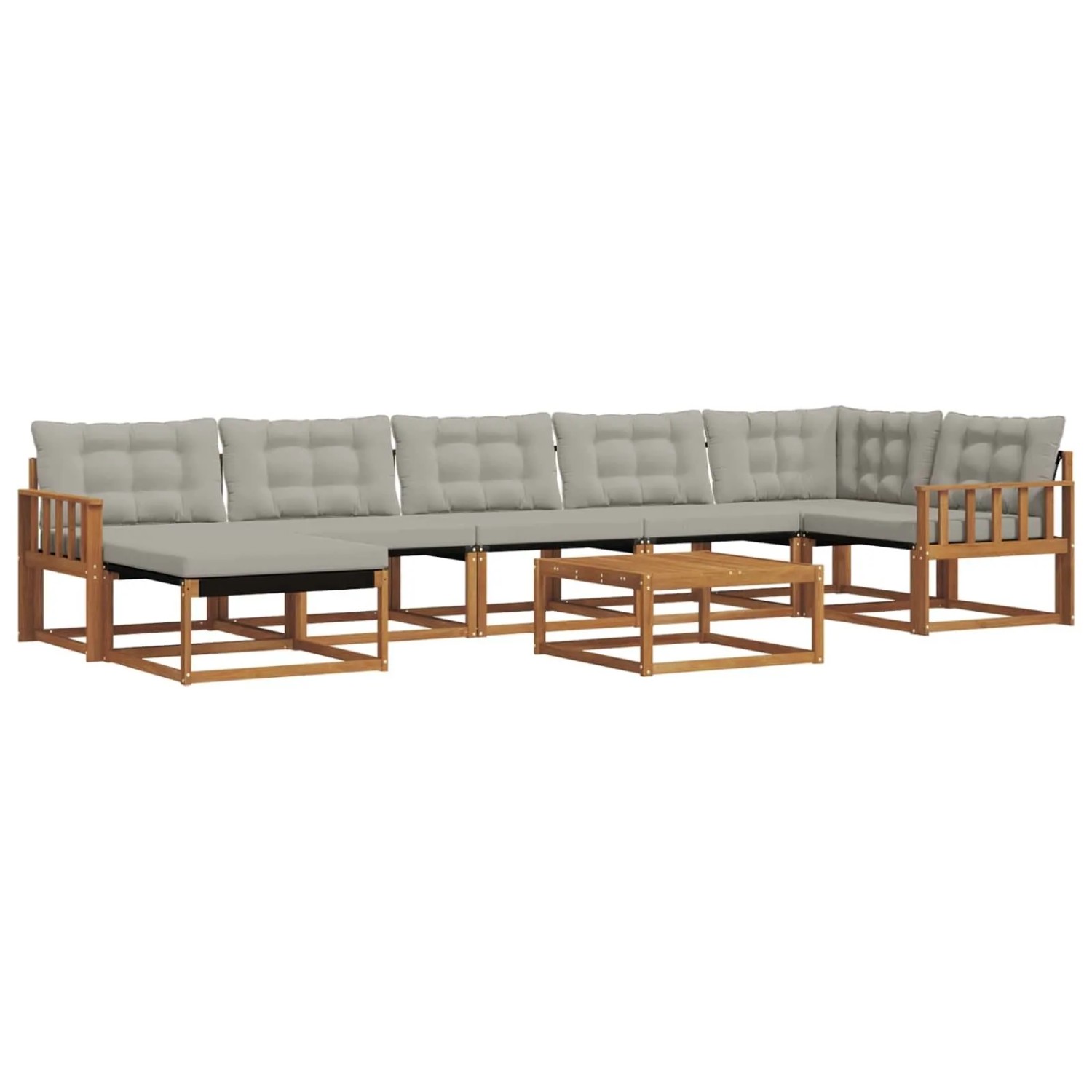 vidaXL Outdoor-Sofagarnitur mit Kissen 8-Tlg Natur und Hellgrau 3369694