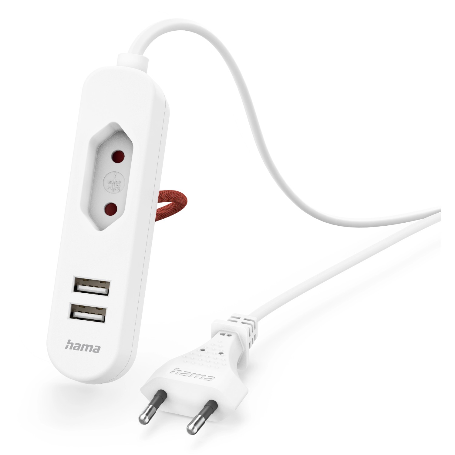 Hama USB-Netzteil mit 2 USB-A-Anschlüssen und Eurobuchse 1,9 m Weiß